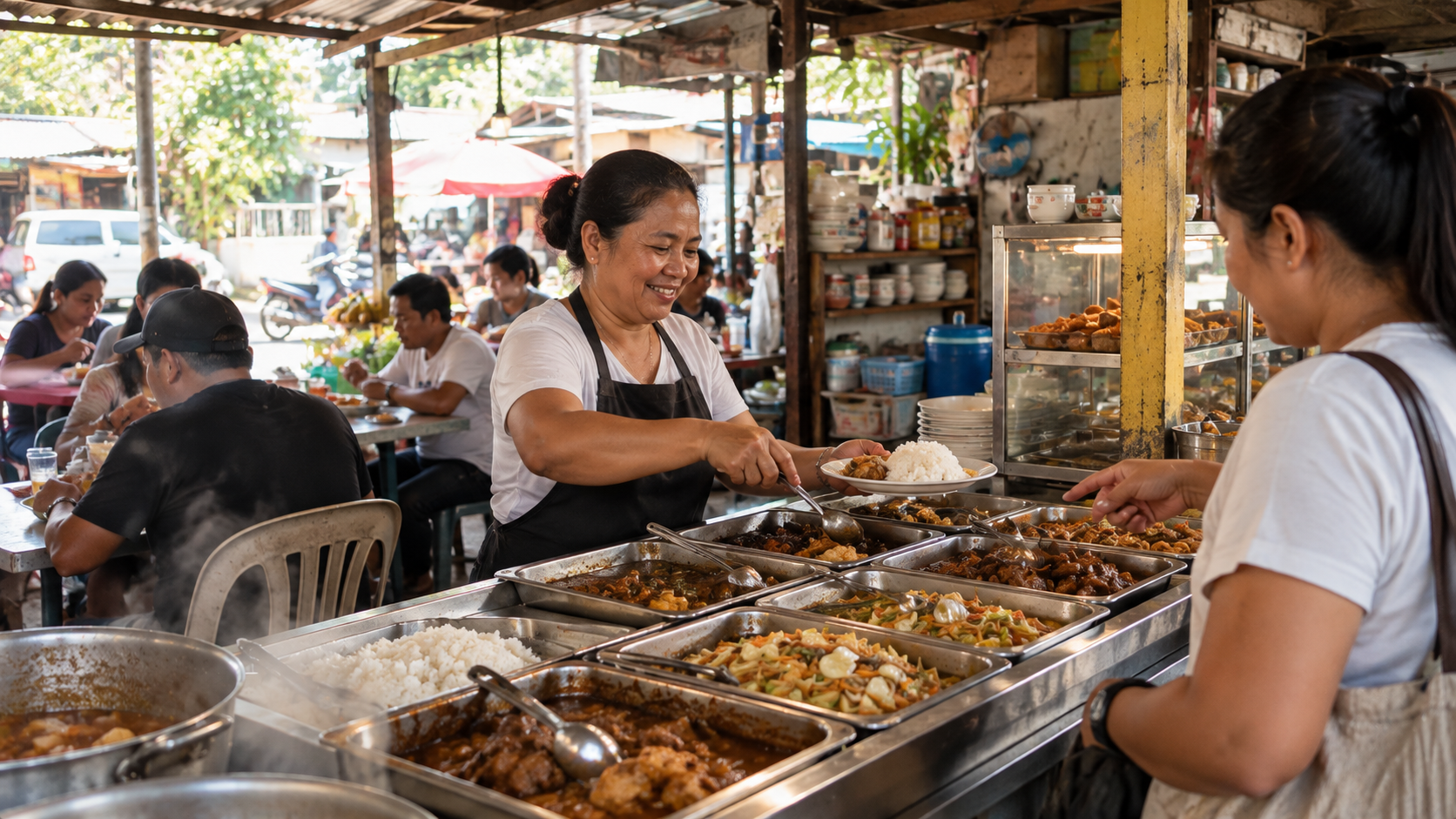 Local Filipino food at a karenderia