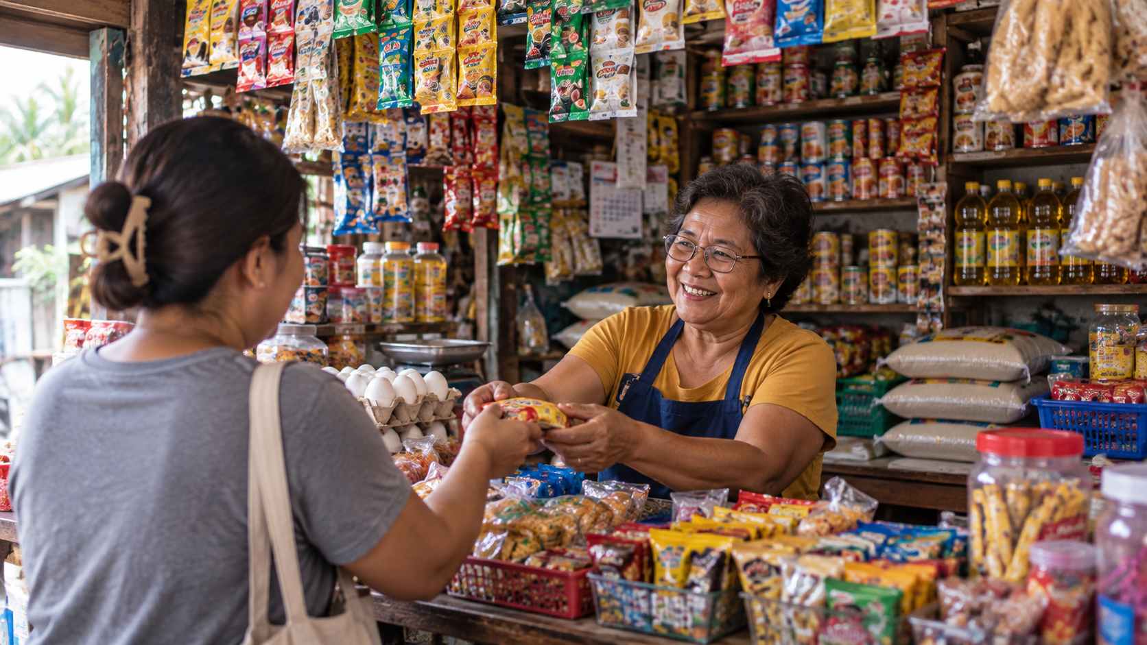 Customer shopping at a sari-sari store