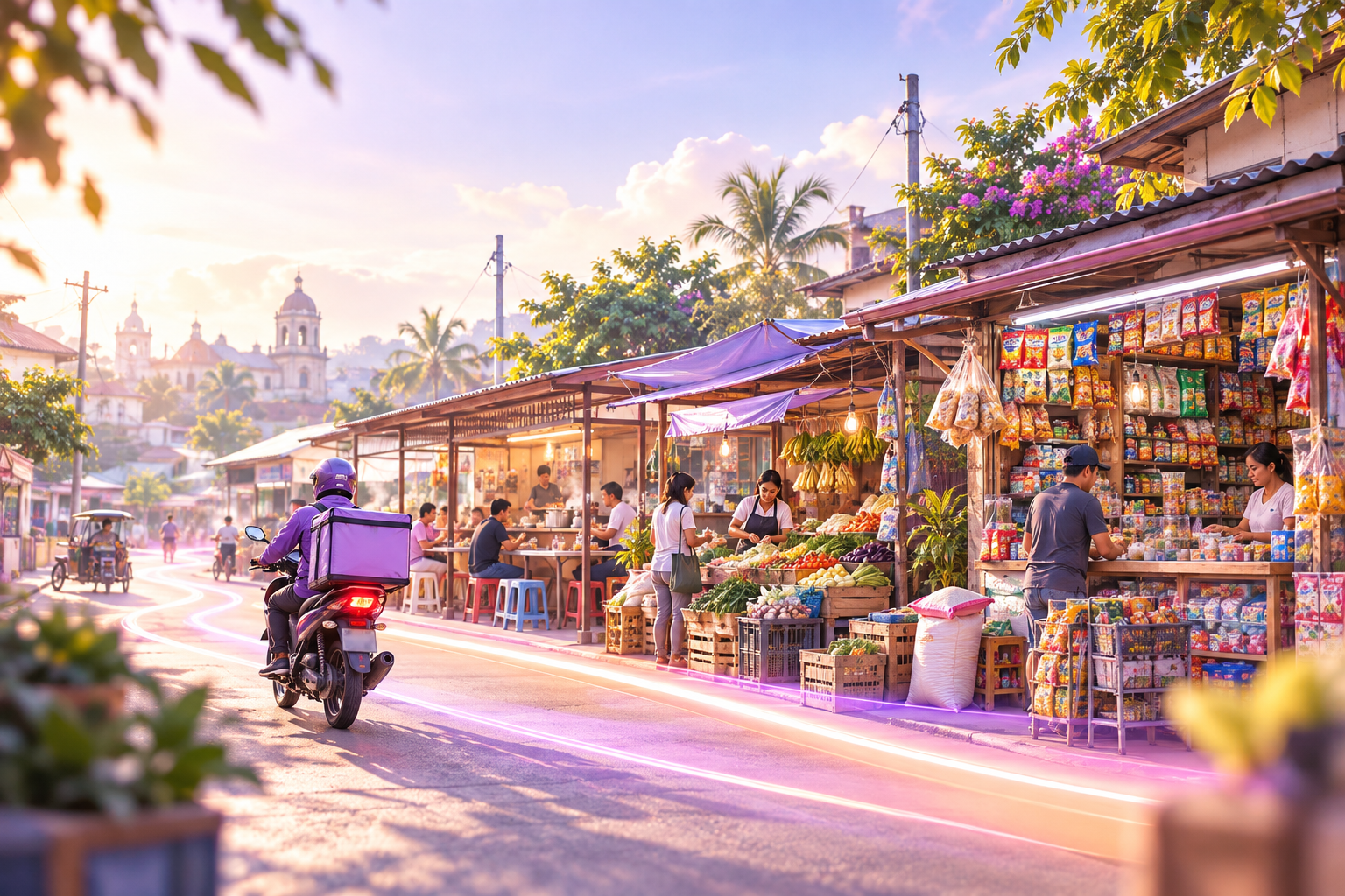 Local stores and a RAPEX rider serving a Filipino community