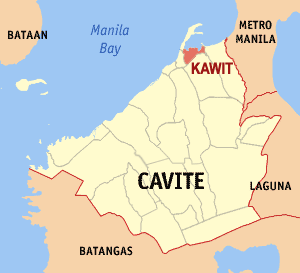 Cavite map highlighting Kawit